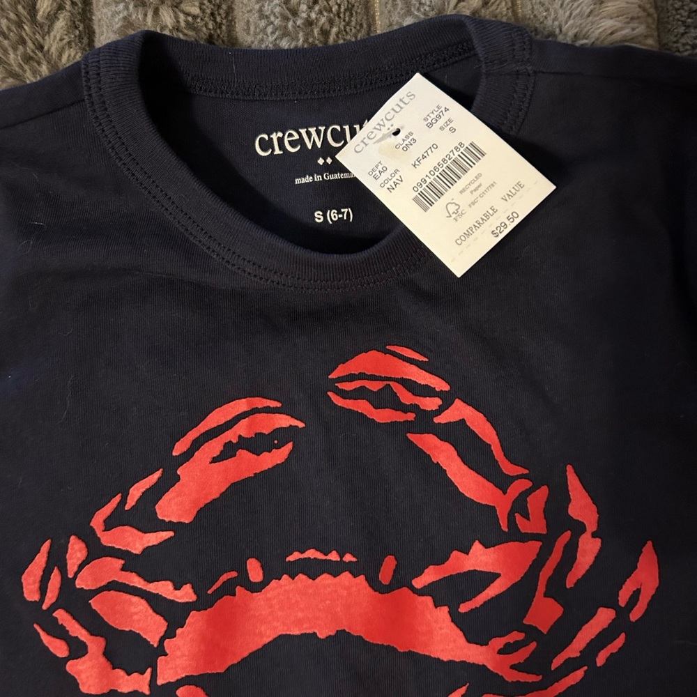 Crewcuts Navy T-Shirt with Red Crab Design